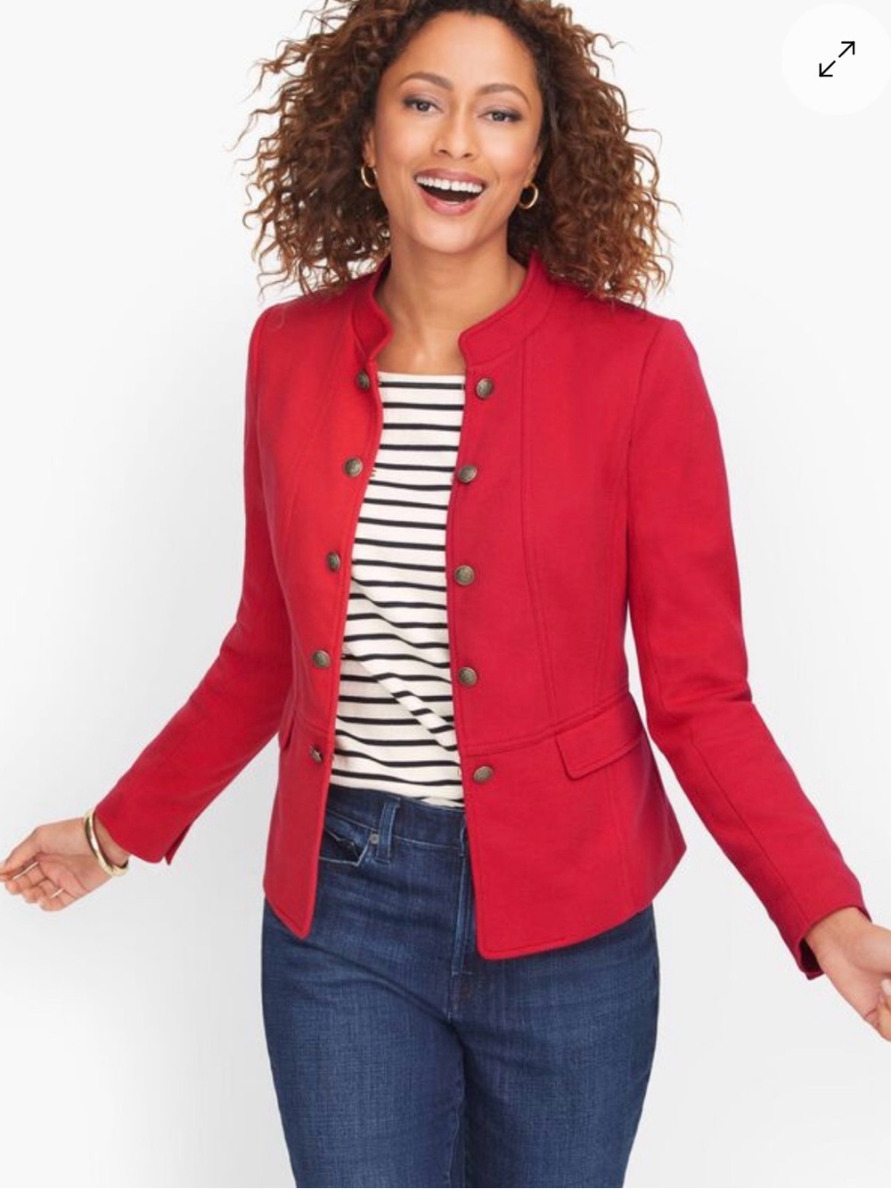 Talbots Knit Twill Red Military-Style Button Blazer Jacket Sz 10 $169.99